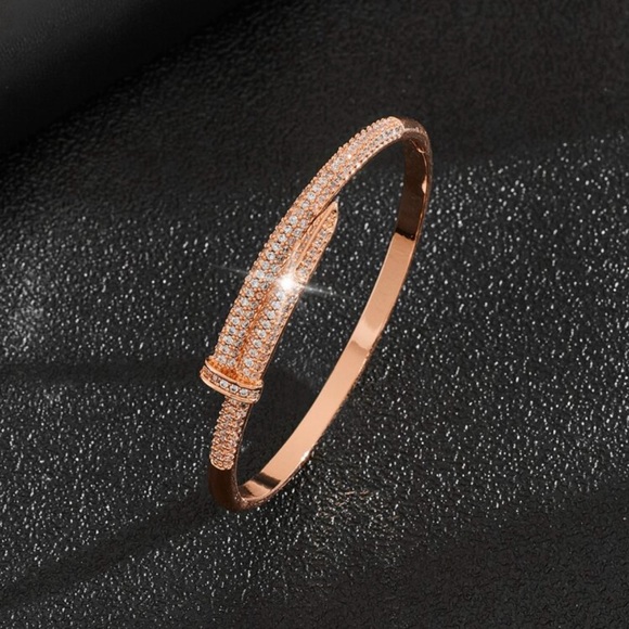 "Carlton" Cuff ✨ ROSE gold plated bling nailhead cuff luxe bracelet - Picture 3 of 5